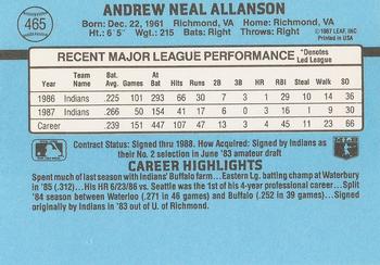 Andy Allanson  baseball card collectible - Main Image 2