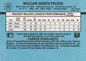 Bill Pecota  baseball card collectible - Main Image 2