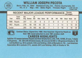 Bill Pecota  baseball card collectible - Main Image 2