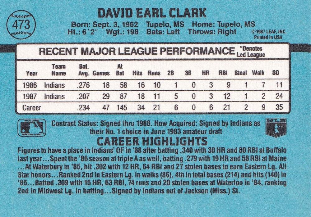 Dave Clark  baseball card collectible - Main Image 2