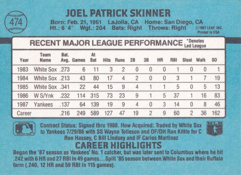 Joel Skinner  baseball card collectible - Main Image 2