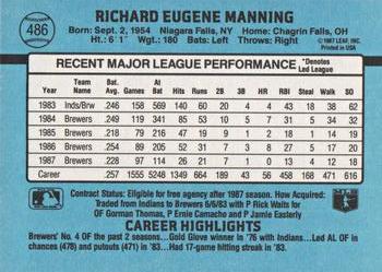 Rick Manning  baseball card collectible - Main Image 2