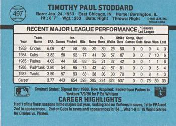 Tim Stoddard  baseball card collectible - Main Image 2