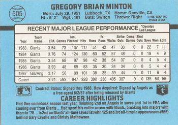 Greg Minton  baseball card collectible - Main Image 2