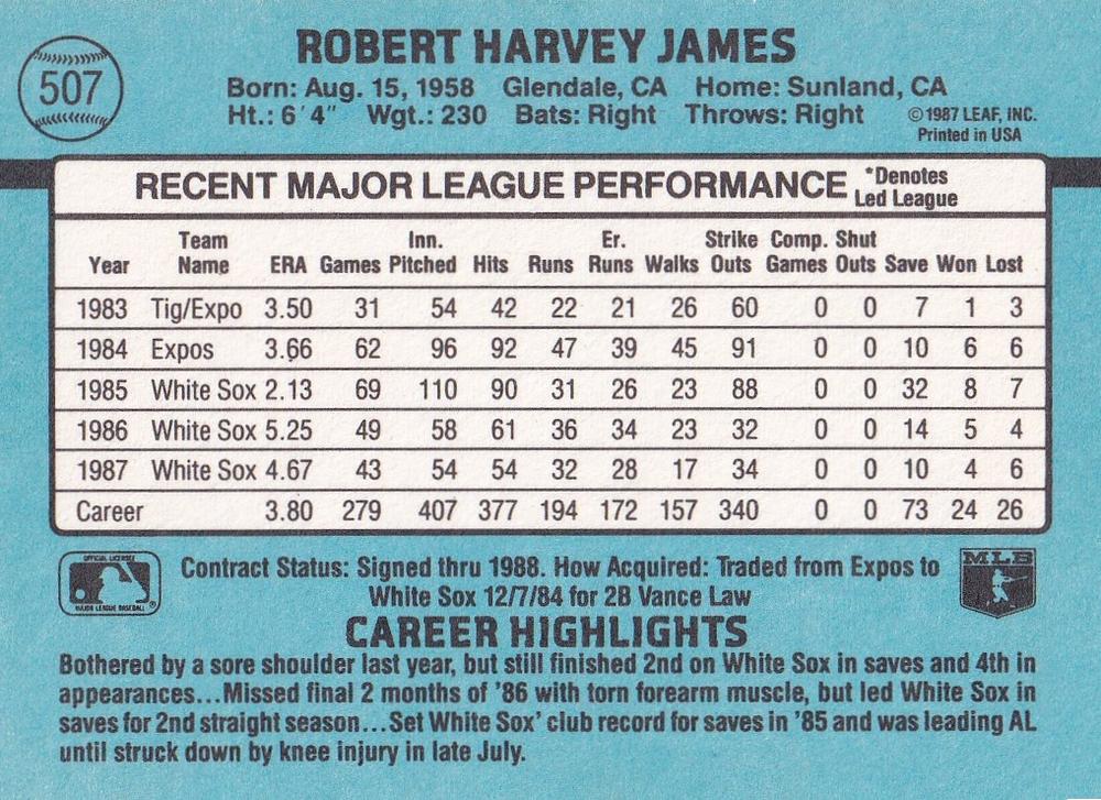 Bob James  baseball card collectible - Main Image 2