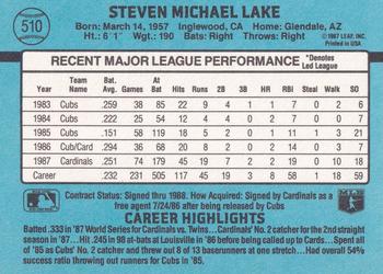 Steve Lake  baseball card collectible - Main Image 2