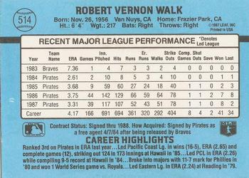 Bob Walk  baseball card collectible - Main Image 2