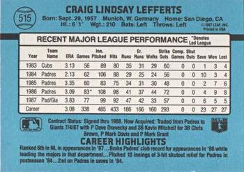Craig Lefferts  baseball card collectible - Main Image 2
