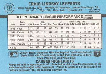 Craig Lefferts  baseball card collectible - Main Image 2