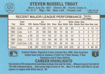 Steve Trout  baseball card collectible - Main Image 2