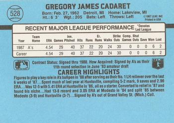 Greg Cadaret  baseball card collectible - Main Image 2