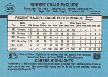 Bob McClure  baseball card collectible - Main Image 2