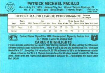Pat Pacillo  baseball card collectible - Main Image 2