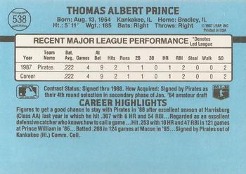 Tom Prince  baseball card collectible - Main Image 2