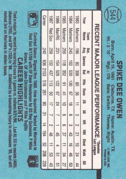 Spike Owen  baseball card collectible - Main Image 2