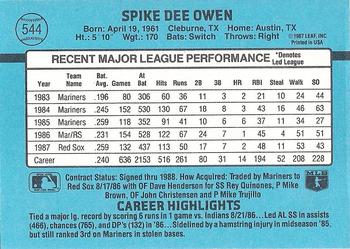Spike Owen  baseball card collectible - Main Image 2