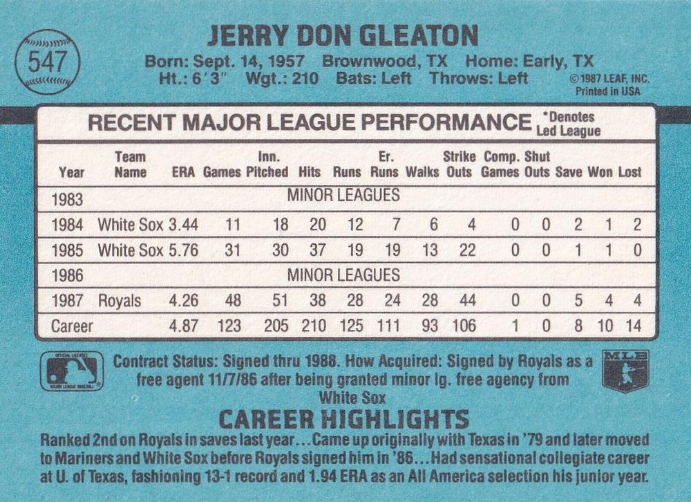 Jerry Don Gleaton  baseball card collectible - Main Image 2