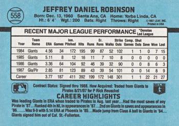 Jeff Robinson  baseball card collectible - Main Image 2