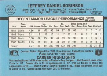 Jeff Robinson  baseball card collectible - Main Image 2