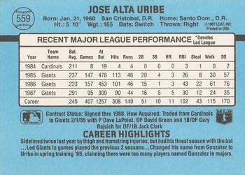 Jose Uribe  baseball card collectible - Main Image 2