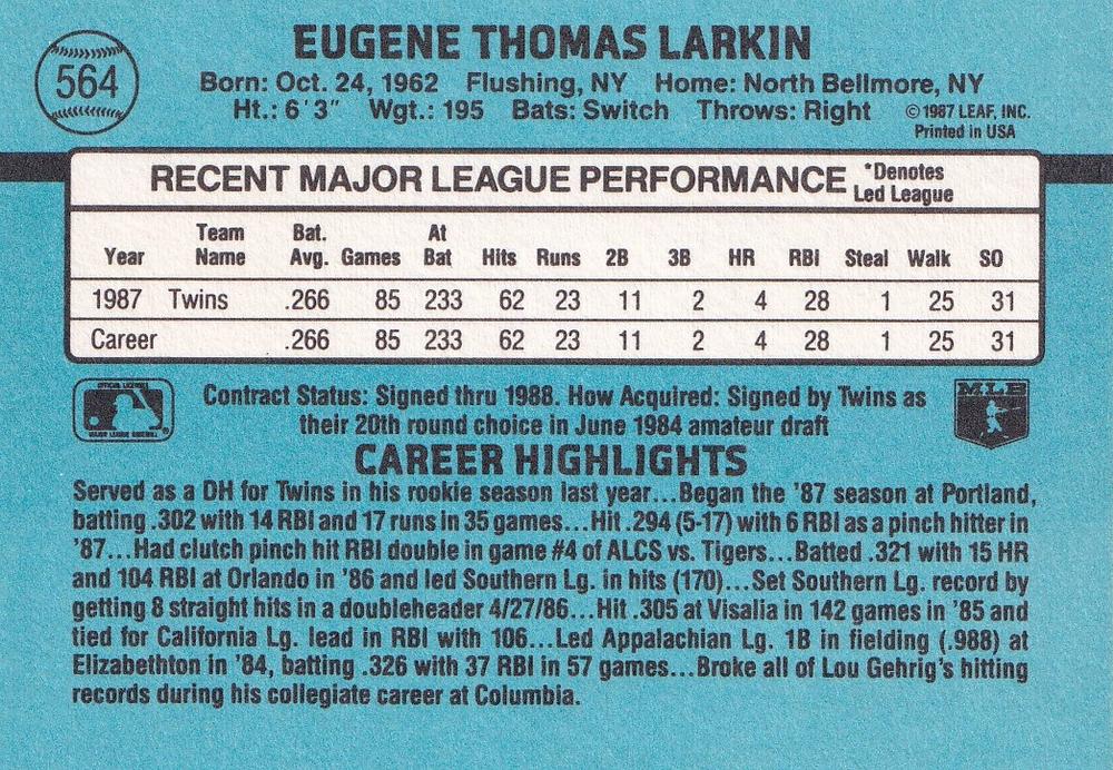 Gene Larkin  baseball card collectible - Main Image 2
