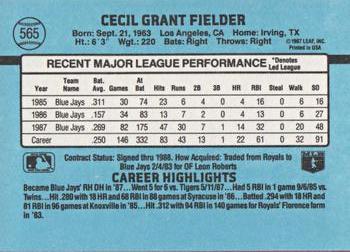 Cecil Fielder  baseball card collectible - Main Image 2