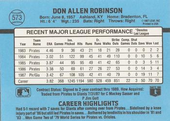 Don Robinson  baseball card collectible - Main Image 2