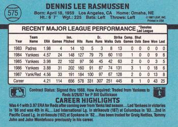 Dennis Rasmussen  baseball card collectible - Main Image 2