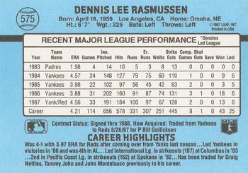 Dennis Rasmussen  baseball card collectible - Main Image 2