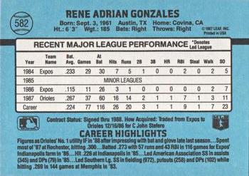 Rene Gonzales  baseball card collectible - Main Image 2