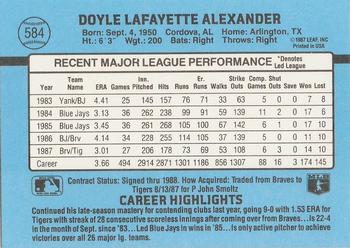 Doyle Alexander  baseball card collectible - Main Image 2