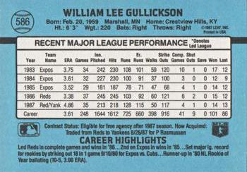 Bill Gullickson  baseball card collectible - Main Image 2
