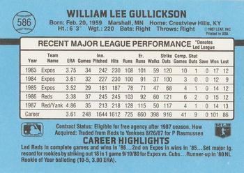 Bill Gullickson  baseball card collectible - Main Image 2