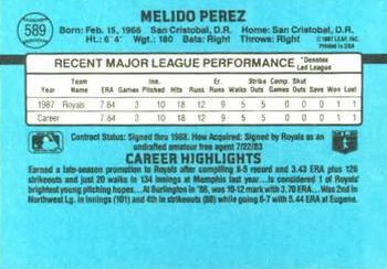 Melido Perez  baseball card collectible - Main Image 2