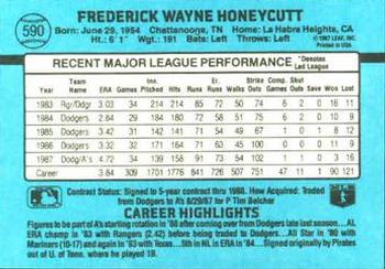 Rick Honeycutt  baseball card collectible - Main Image 2