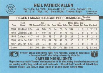 Neil Allen  baseball card collectible - Main Image 2