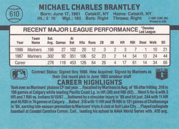 Mickey Brantley  baseball card collectible - Main Image 2