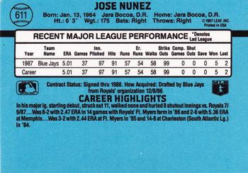 Jose Nunez  baseball card collectible - Main Image 2