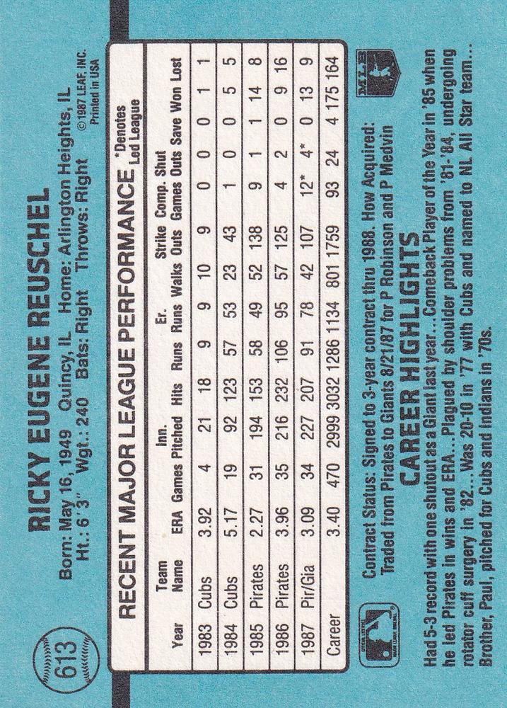 Rick Reuschel  baseball card collectible - Main Image 2