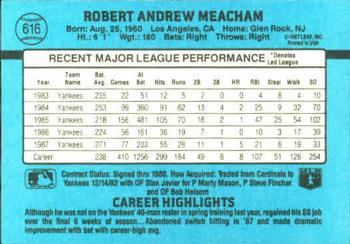 Bobby Meacham  baseball card collectible - Main Image 2