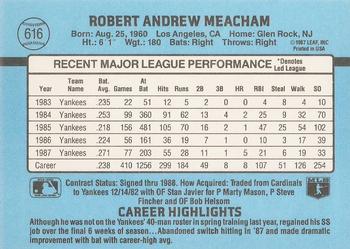 Bobby Meacham  baseball card collectible - Main Image 2