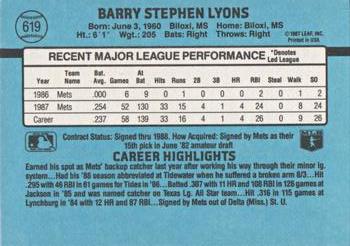 Barry Lyons  baseball card collectible - Main Image 2