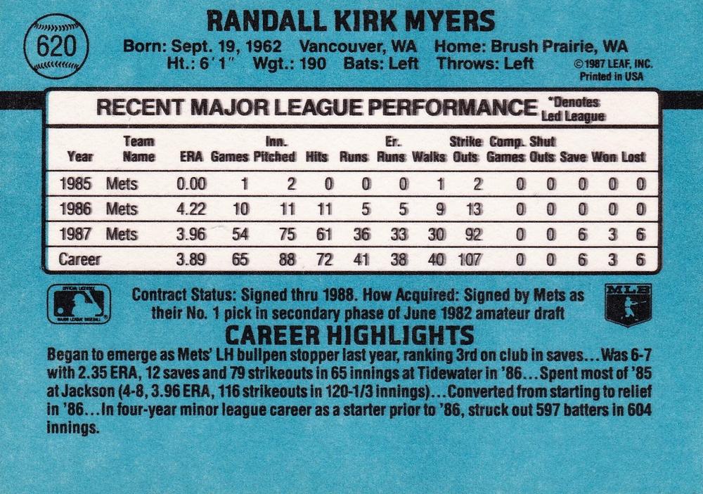 Randy Myers  baseball card collectible - Main Image 2