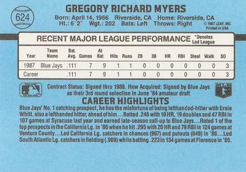 Greg Myers  baseball card collectible - Main Image 2