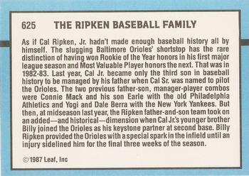Ripken Baseball Family (Billy Ripken / Cal Ripken Sr. / Cal Ripken Jr.)  baseball card collectible - Main Image 2