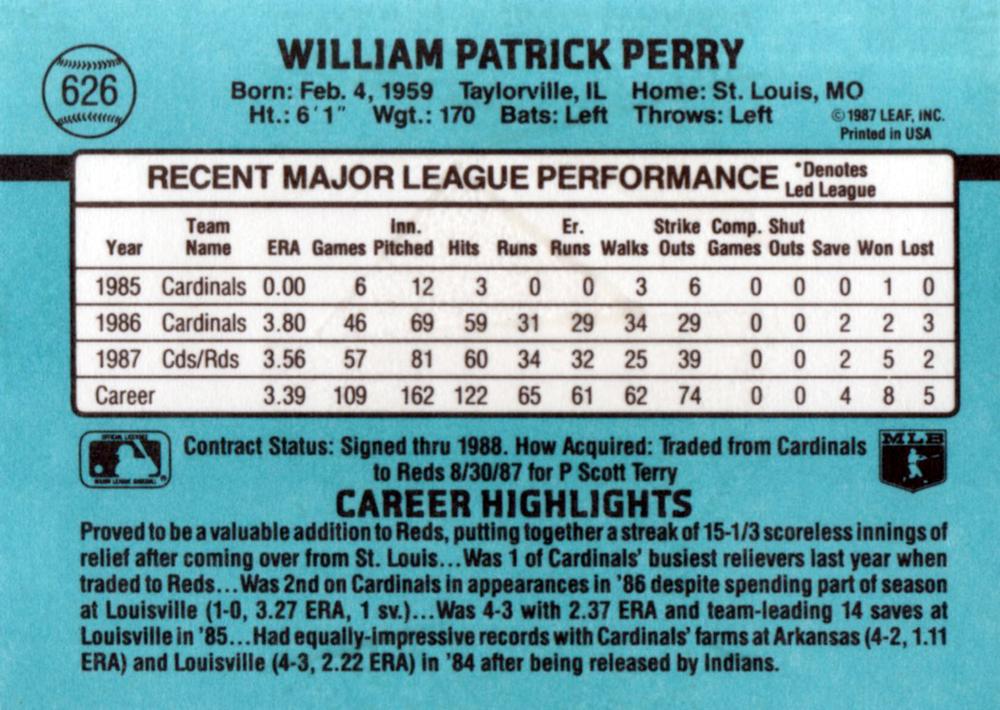 Pat Perry  baseball card collectible - Main Image 2
