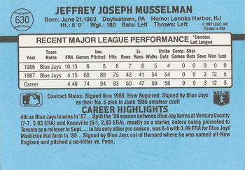 Jeff Musselman  baseball card collectible - Main Image 2