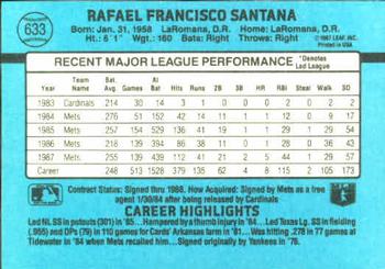 Rafael Santana  baseball card collectible - Main Image 2