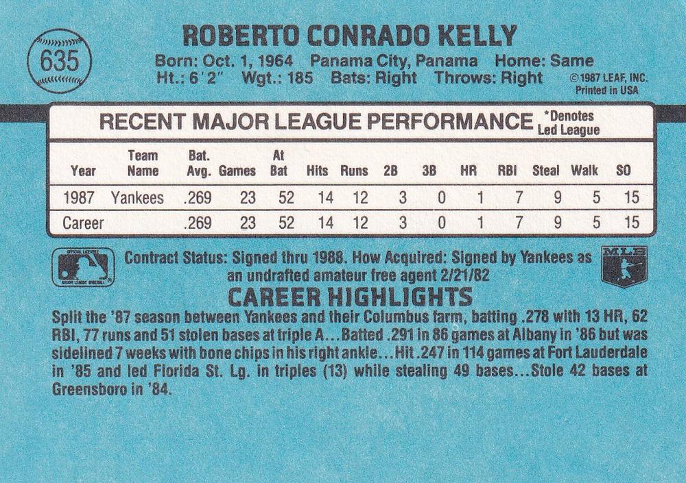 Roberto Kelly  baseball card collectible - Main Image 2