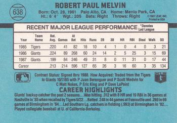 Bob Melvin  baseball card collectible - Main Image 2